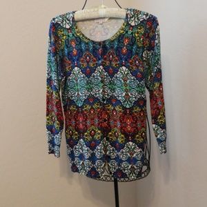 Sweater stain glass print. Multi color.